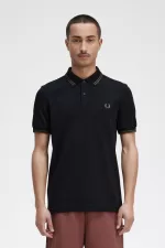 Fred Perry M3600 Men’s Shirt Black Field Green | DICVS2965