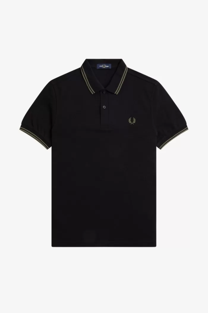 Fred Perry M3600 Men’s Shirt Black Field Green | DICVS2965