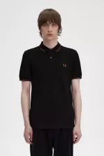 Fred Perry M3600 Men’s Shirt Black Whisky Brown | ZXRBD2348