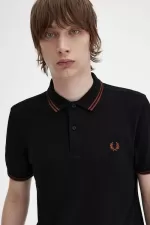 Fred Perry M3600 Men’s Shirt Black Whisky Brown | ZXRBD2348