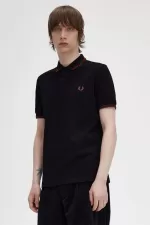 Fred Perry M3600 Men’s Shirt Black Whisky Brown | ZXRBD2348