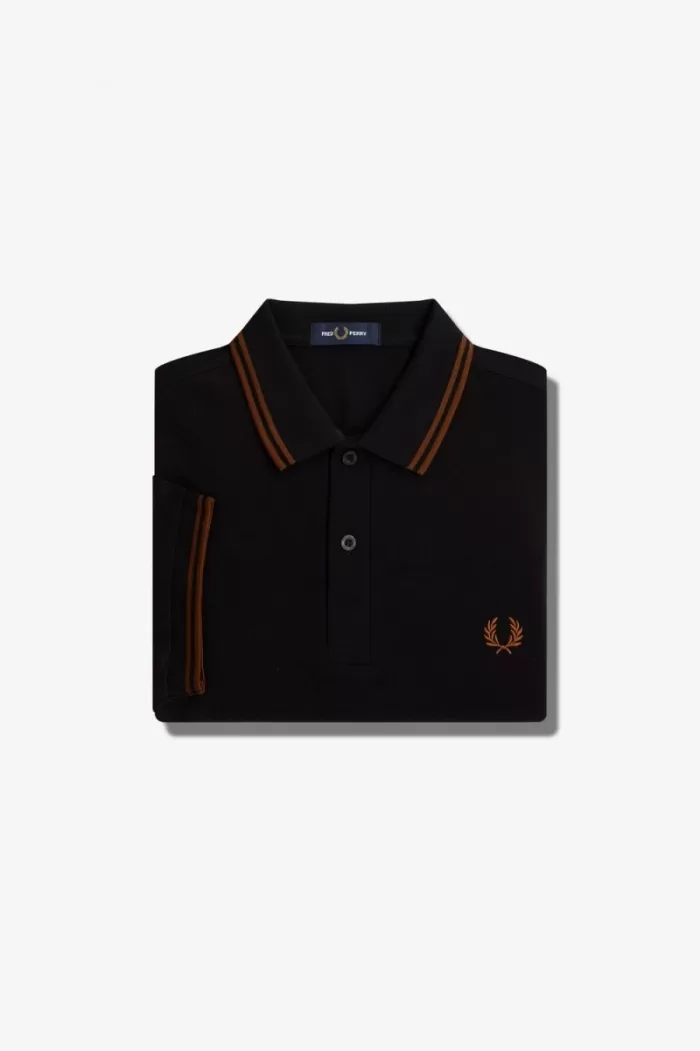 Fred Perry M3600 Men’s Shirt Black Whisky Brown | ZXRBD2348