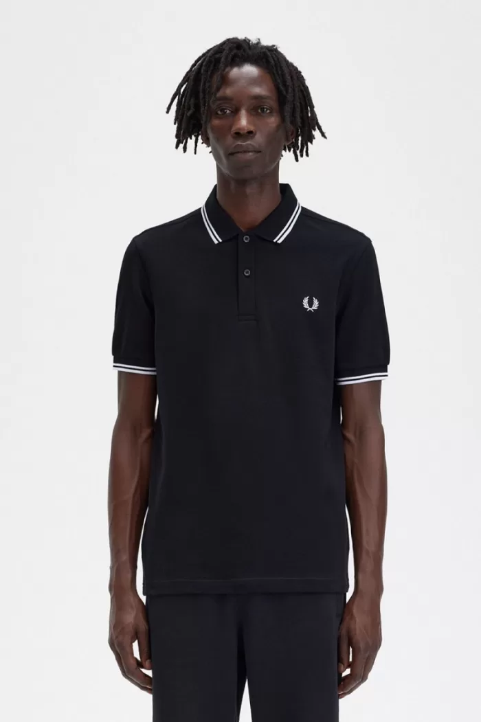 Fred Perry M3600 Men’s Shirt Black White | PMAIU6481