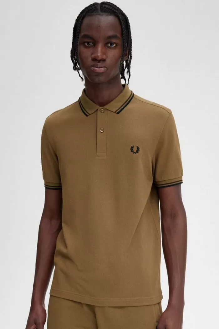 Fred Perry M3600 Men’s Shirt Brown Burnt Tobacco Black | SXJZU2348