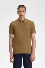 Fred Perry M3600 Men’s Shirt Brown Snow White Beige | SMDJA1930