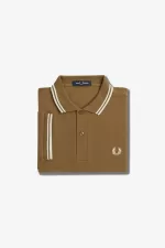 Fred Perry M3600 Men’s Shirt Brown Snow White Beige | SMDJA1930