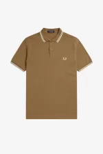 Fred Perry M3600 Men’s Shirt Brown Snow White Beige | SMDJA1930