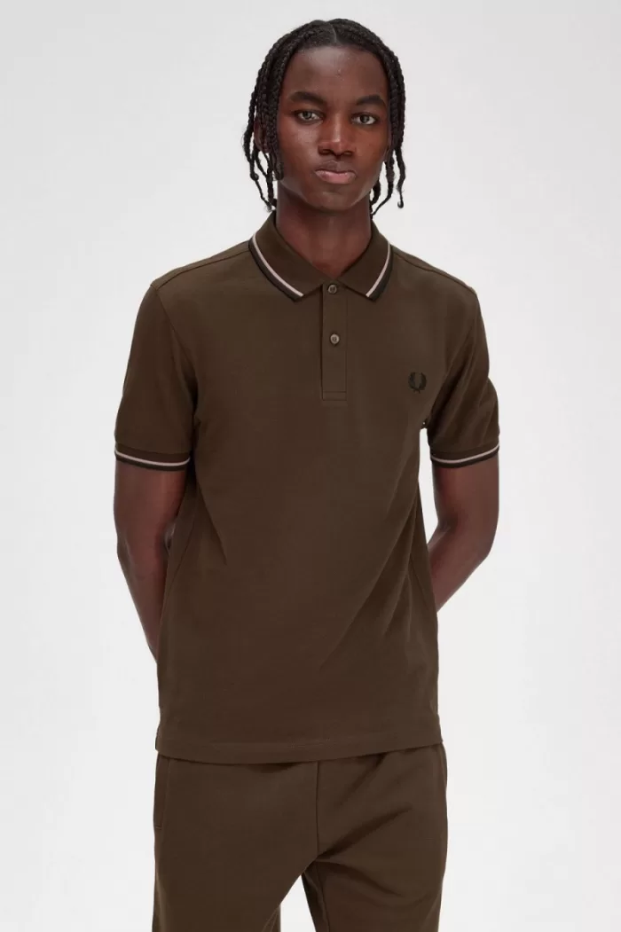 Fred Perry M3600 Men’s Shirt Burnt Tobacco Dark Pink Black | YCJSD4759