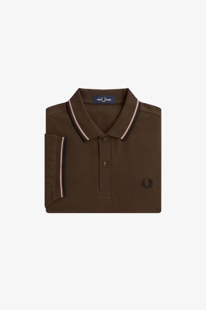 Fred Perry M3600 Men’s Shirt Burnt Tobacco Dark Pink Black | YCJSD4759