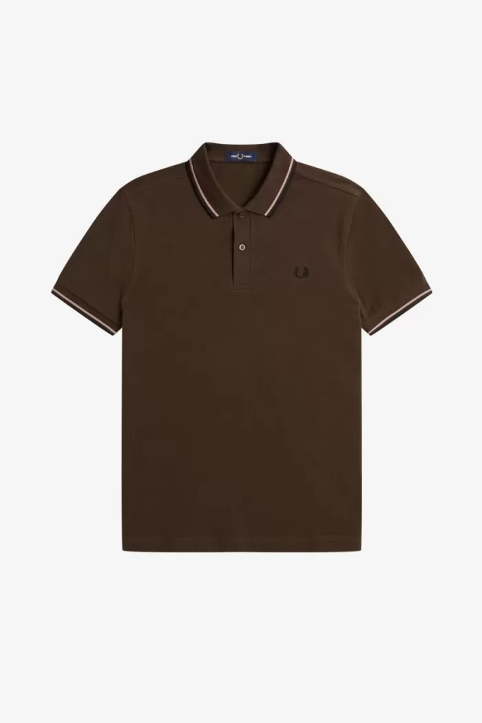 Fred Perry M3600 Men’s Shirt Burnt Tobacco Dark Pink Black | YCJSD4759