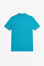 Fred Perry M3600 Men’s Shirt Cyber Blue Aqua Cream Black | RIBAJ2439