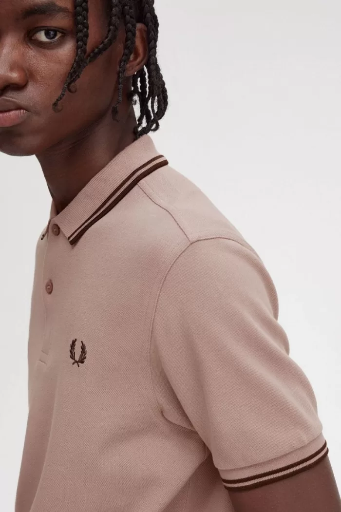 Fred Perry M3600 Men’s Shirt Dark Pink Burnt Tobacco | CQMWB1923