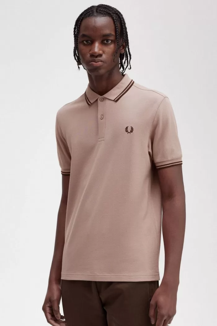 Fred Perry M3600 Men’s Shirt Dark Pink Burnt Tobacco | CQMWB1923