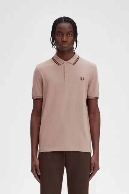 Fred Perry M3600 Men’s Shirt Dark Pink Burnt Tobacco | CQMWB1923