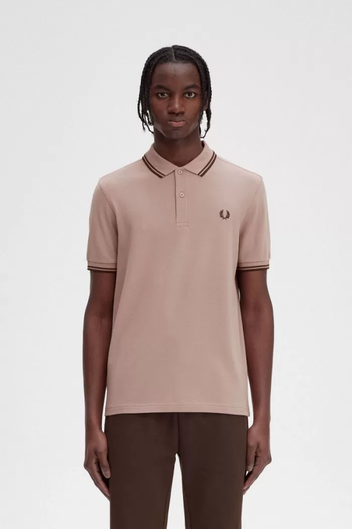 Fred Perry M3600 Men’s Shirt Dark Pink Burnt Tobacco | CQMWB1923