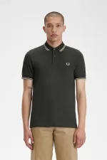 Fred Perry M3600 Men’s Shirt Field Green Oatmeal Oatmeal | CEHNO3904