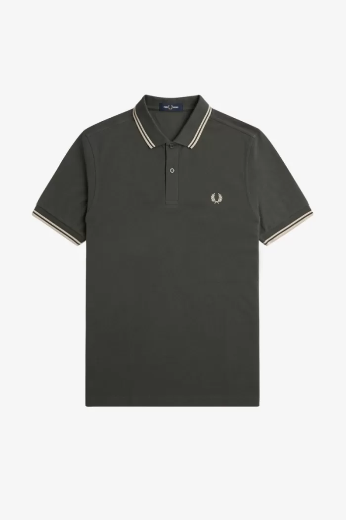 Fred Perry M3600 Men’s Shirt Field Green Oatmeal Oatmeal | CEHNO3904