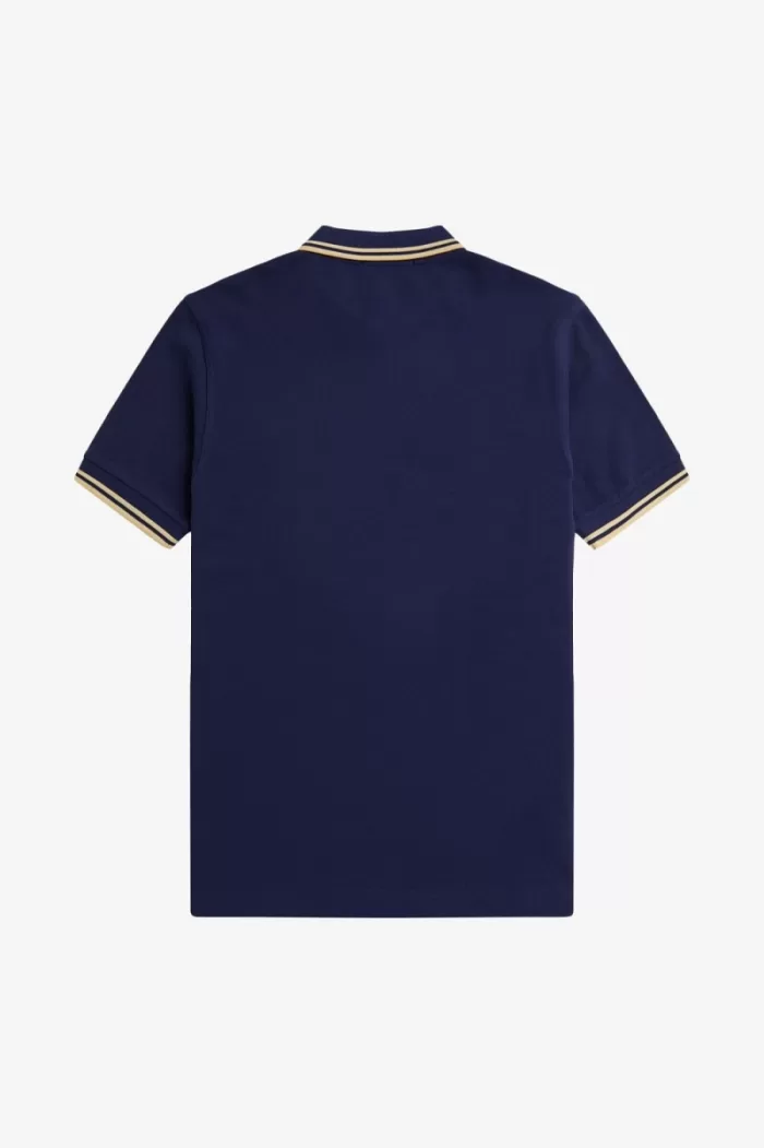 Fred Perry M3600 Men’s Shirt French Navy Aqua Cream Aqua Cream | GIKXF5942