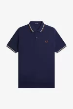 Fred Perry M3600 Men’s Shirt French Navy Beige Whisky Brown | ISVXB0953