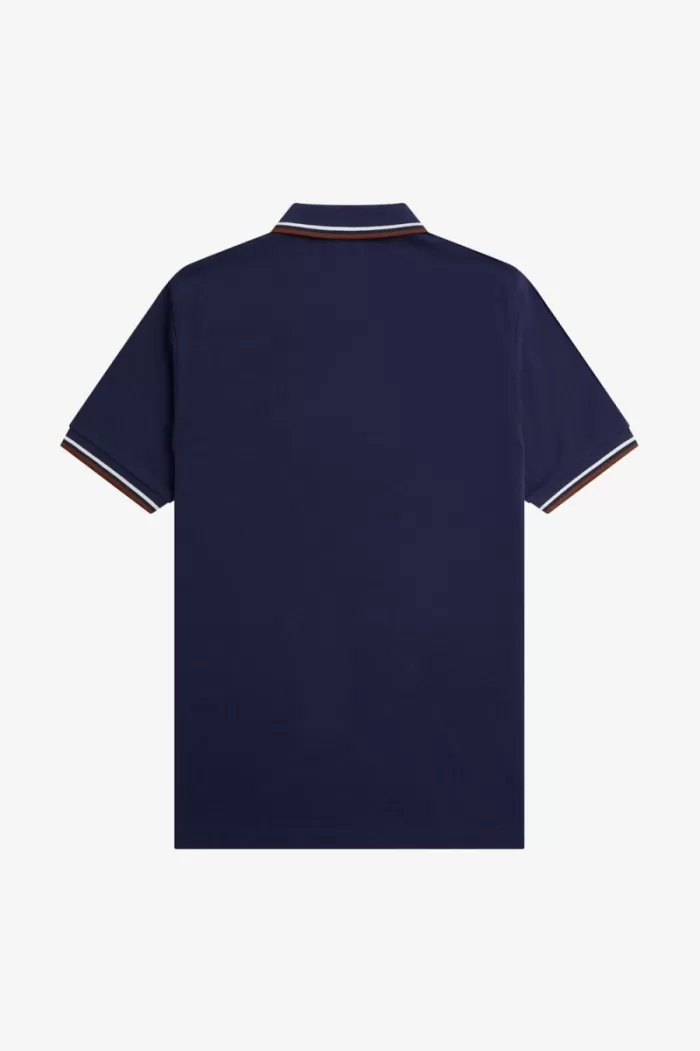 Fred Perry M3600 Men’s Shirt French Navy Beige Whisky Brown | ISVXB0953