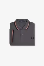 Fred Perry M3600 Men’s Shirt Gunmetal Coral Heat Black | WKXNA7809