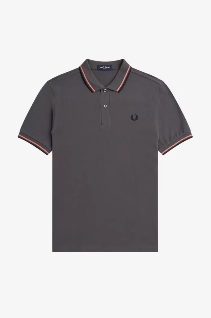 Fred Perry M3600 Men’s Shirt Gunmetal Coral Heat Black | WKXNA7809