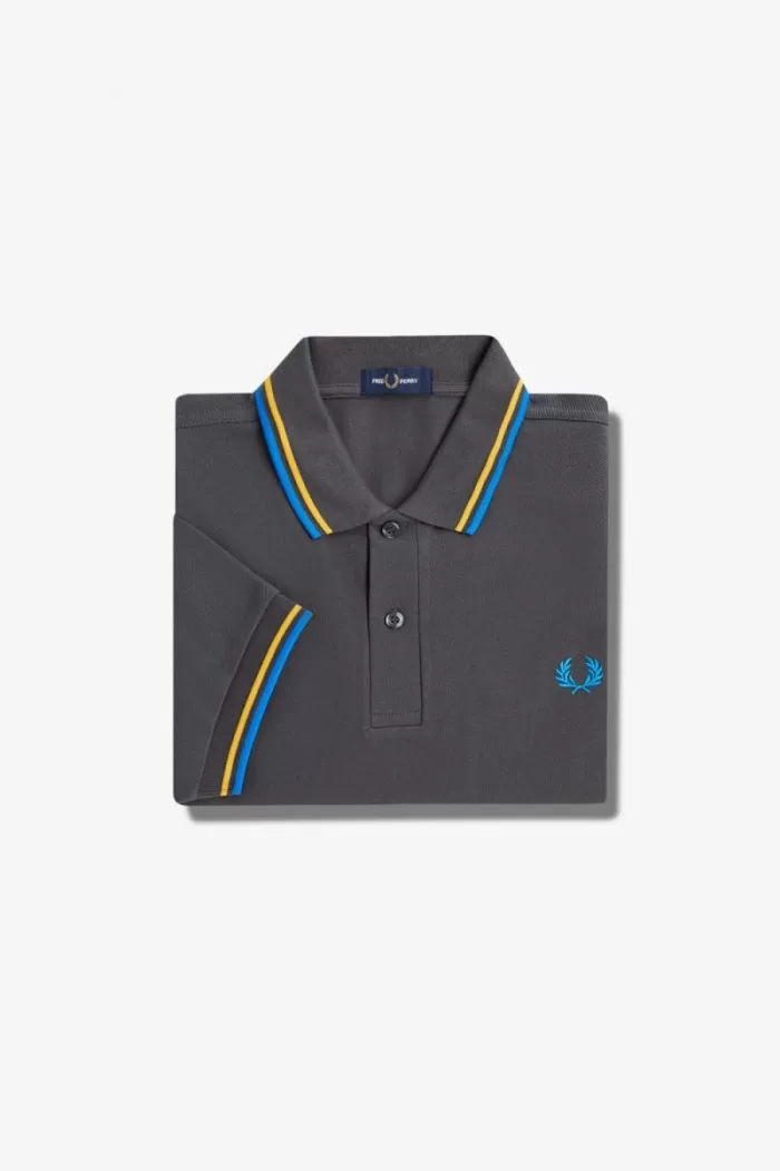 Fred Perry M3600 Men’s Shirt Gunmetal Golden Hour Kingfisher | VURXZ9428