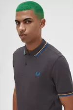 Fred Perry M3600 Men’s Shirt Gunmetal Golden Hour Kingfisher | VURXZ9428