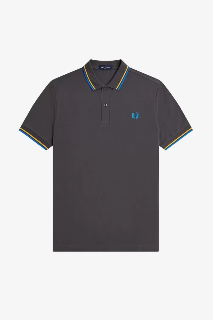 Fred Perry M3600 Men’s Shirt Gunmetal Golden Hour Kingfisher | VURXZ9428