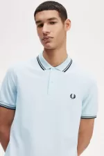 Fred Perry M3600 Men’s Shirt Light Aqua Field Green Black | LUWRS4139