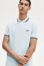 Fred Perry M3600 Men’s Shirt Light Aqua Field Green Black | LUWRS4139