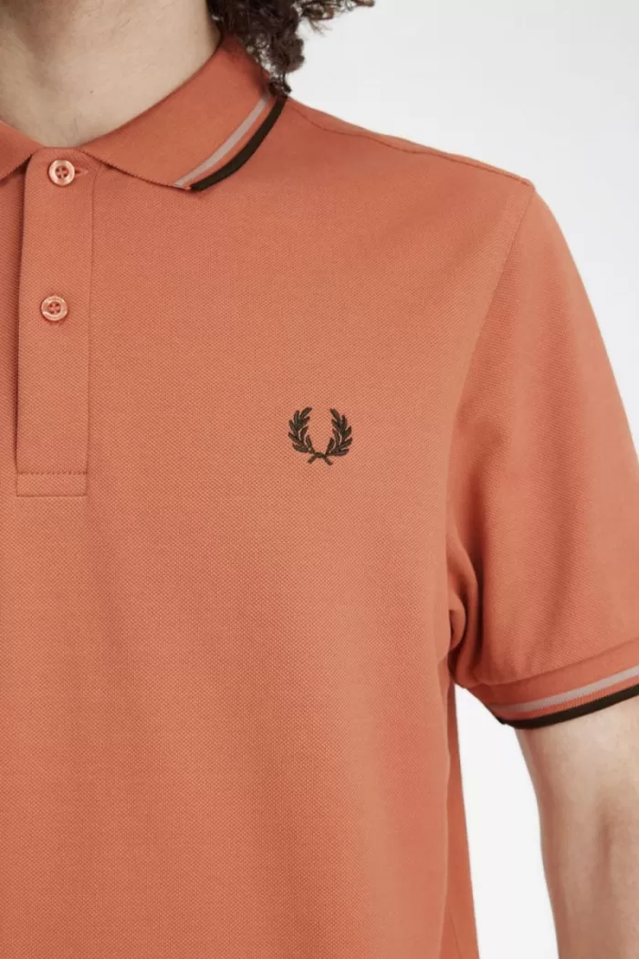 Fred Perry M3600 Men’s Shirt Light Rust Warm Grey Night Green | YOWDC9046