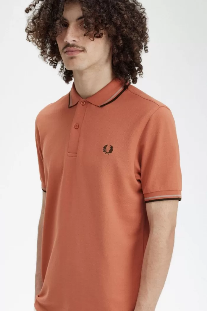 Fred Perry M3600 Men’s Shirt Light Rust Warm Grey Night Green | YOWDC9046