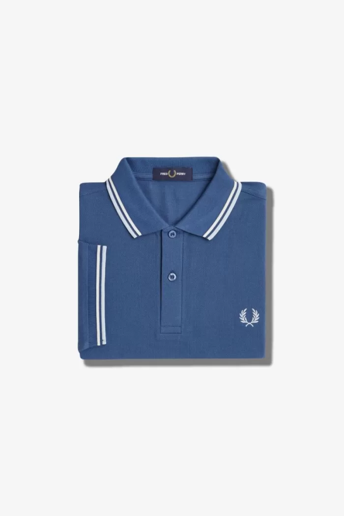 Fred Perry M3600 Men’s Shirt Midnight Blue Beige Light Aqua | UFBTR4835