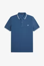 Fred Perry M3600 Men’s Shirt Midnight Blue Beige Light Aqua | UFBTR4835