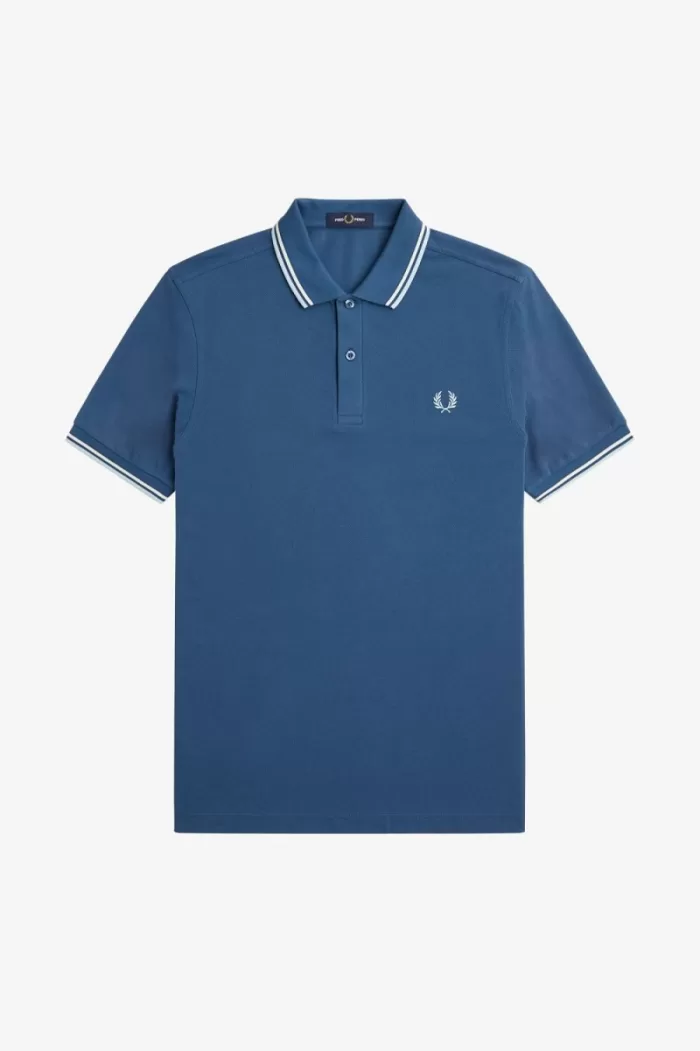 Fred Perry M3600 Men’s Shirt Midnight Blue Beige Light Aqua | UFBTR4835