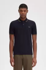 Fred Perry M3600 Men’s Shirt Navy Brown Field Green | HTOMG2739