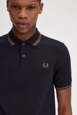 Fred Perry M3600 Men’s Shirt Navy Brown Field Green | HTOMG2739