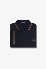 Fred Perry M3600 Men’s Shirt Navy Brown Field Green | HTOMG2739