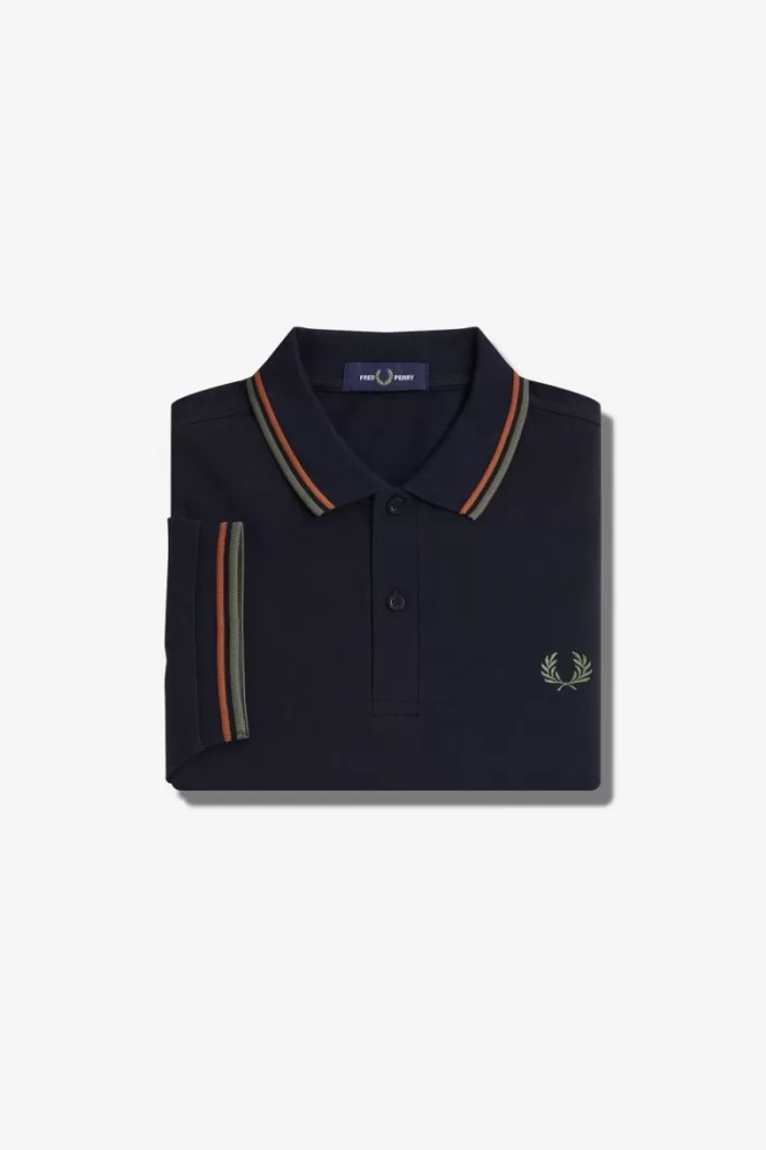 Fred Perry M3600 Men’s Shirt Navy Brown Field Green | HTOMG2739