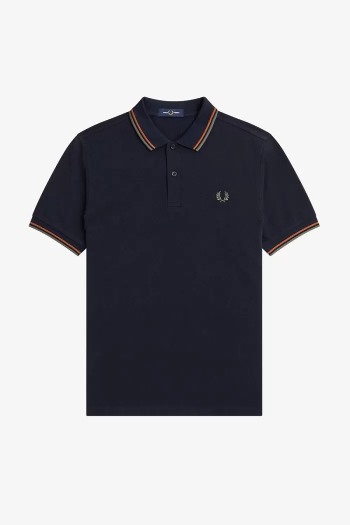 Fred Perry M3600 Men’s Shirt Navy Brown Field Green | HTOMG2739