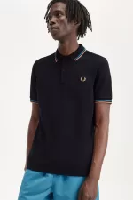 Fred Perry M3600 Men’s Shirt Navy Cyber Blue Light Rust | MAQIJ9435