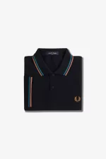 Fred Perry M3600 Men’s Shirt Navy Cyber Blue Light Rust | MAQIJ9435