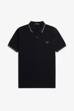 Fred Perry M3600 Men’s Shirt Navy Cyber Blue Light Rust | MAQIJ9435