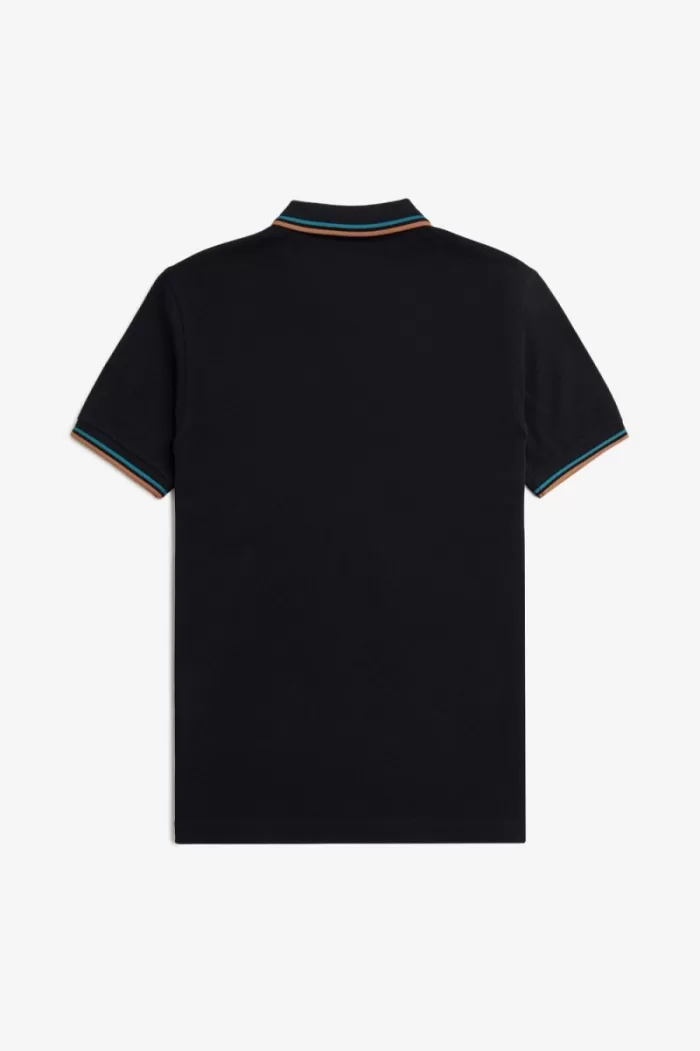 Fred Perry M3600 Men’s Shirt Navy Cyber Blue Light Rust | MAQIJ9435