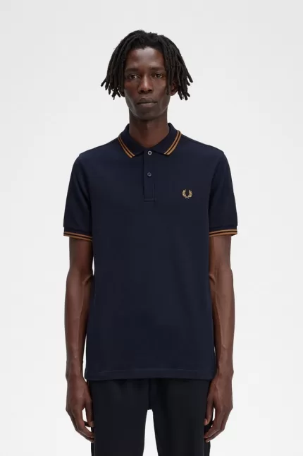 Fred Perry M3600 Men’s Shirt Navy Dark Coffee | AOLNY7286