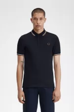 Fred Perry M3600 Men’s Shirt Navy Snow White Brown | FGZAO7840