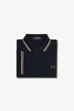 Fred Perry M3600 Men’s Shirt Navy Snow White Brown | FGZAO7840