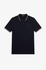 Fred Perry M3600 Men’s Shirt Navy Snow White Burnt Red | PFNZE7902