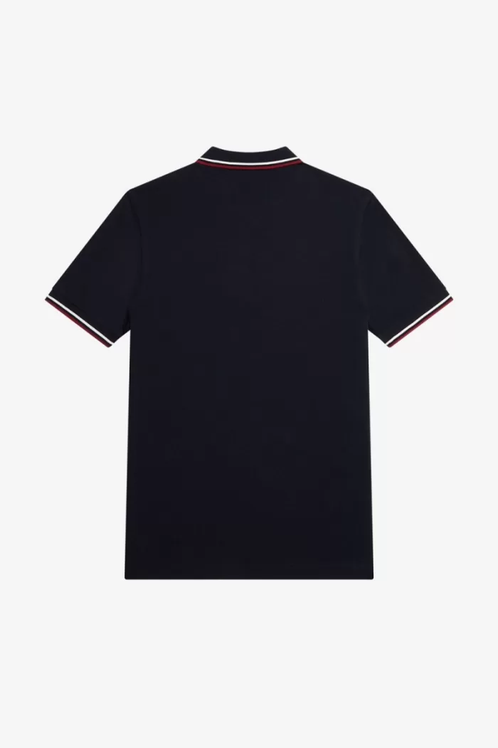 Fred Perry M3600 Men’s Shirt Navy Snow White Burnt Red | PFNZE7902